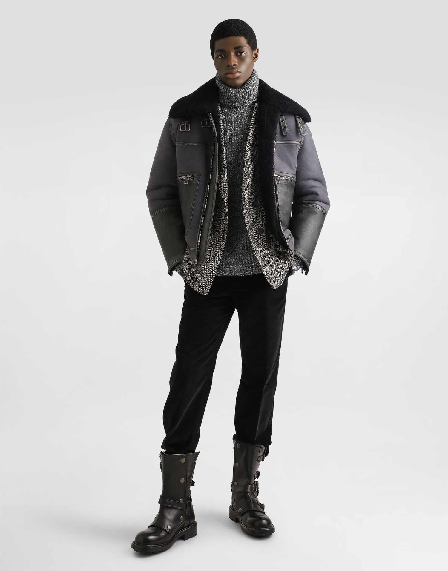 Яке бомбър Dolce & Gabbana Dolce & Gabbana Shearling Bomber Jacket Синьо | G9BTELFUP93M0406, 1