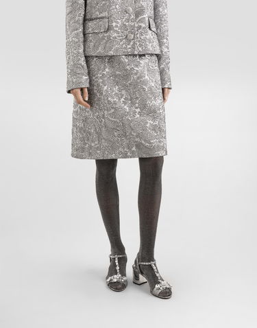 Пола Dolce & Gabbana Dolce & Gabbana Lamé Floral Jacquard Midi Skirt Металик | F4DAGTFJZALS0998, 3