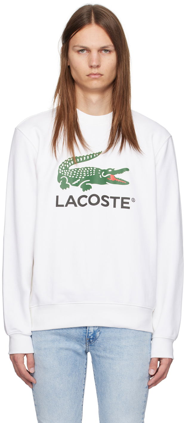 Суитчър Lacoste White Crocodile Print Sweatshirt Бяло | SH1281_001