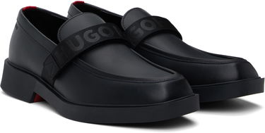 Кецове и обувки BOSS Hugo Black Leather Loafers Черно | 50536228, 3