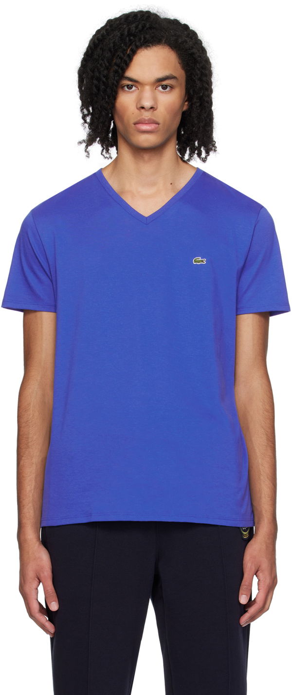 Тениска Lacoste V-Neck T-Shirt Синьо | TH6710_IXW