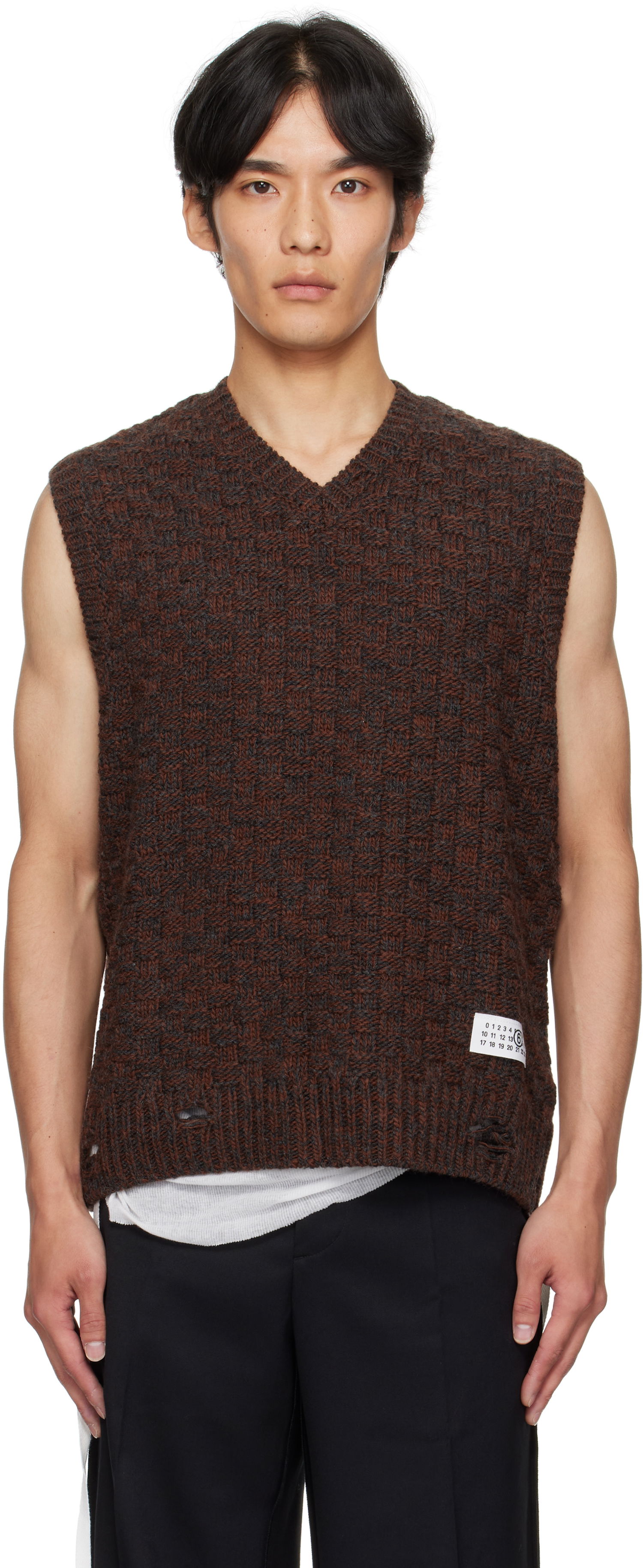 Пуловер Maison Margiela MM6 Maison Margiela V-Neck Sweater Vest Кафяво | SH2FB0026 M13174, 0