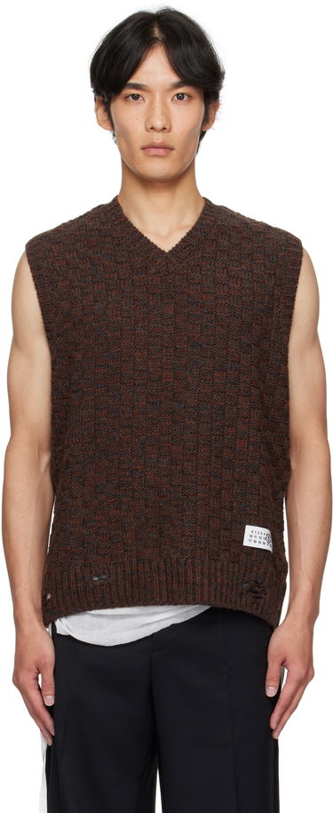 Пуловер Maison Margiela MM6 Maison Margiela V-Neck Sweater Vest Кафяво | SH2FB0026 M13174, 0