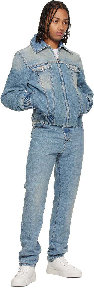 Яке бомбър Balmain Balmain Cropped Lined Denim Jacket Синьо | FH1TC420DF81, 3