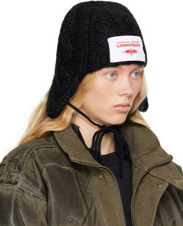 Шапка Charles Jeffrey Loverboy Black Chunky Aviator Beanie Черно | 42130201, 1