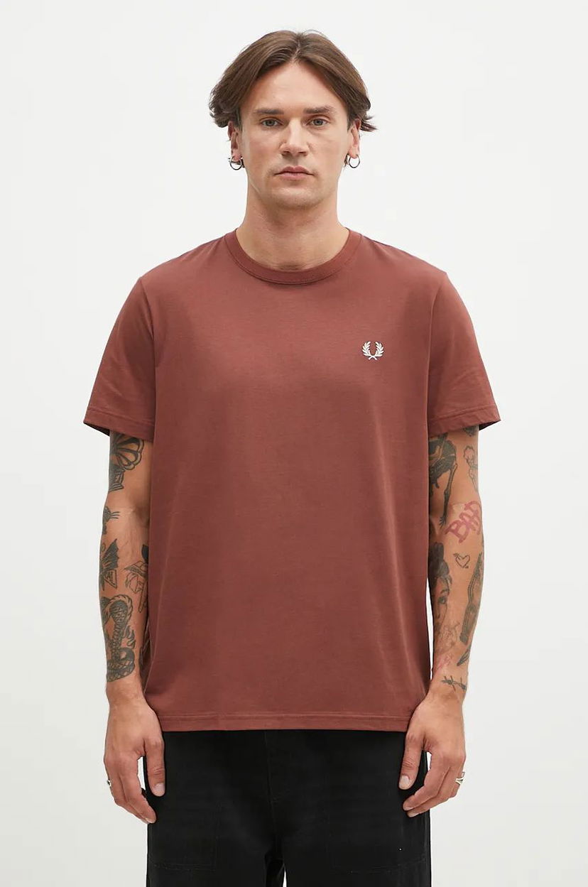 Тениска Fred Perry Crew Neck T-Shirt With Print Кафяво | M1600.W52