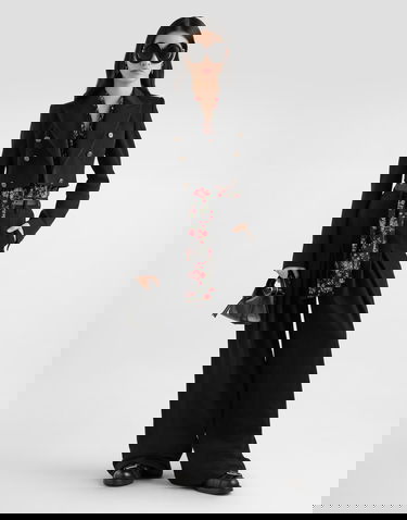 Риза Dolce & Gabbana Dolce & Gabbana Small Rose Bouquet-print Satin Pussy-bow Shirt Черно | F5T17TFSA8GHN5XP, 1