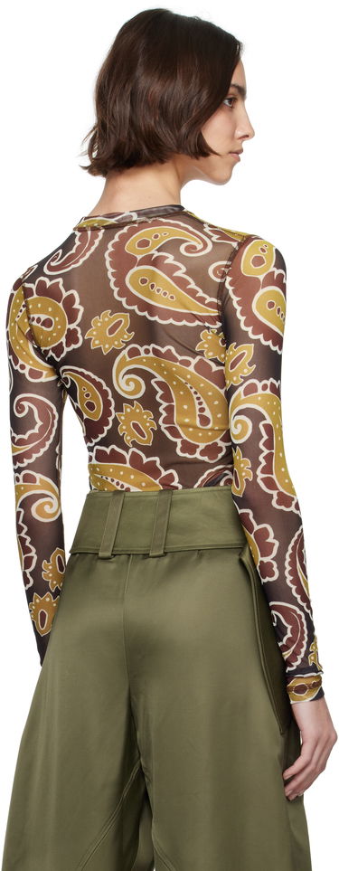 Тениска JW Anderson JW Anderson Paisley Mesh Long Sleeve T-Shirt Кафяво | JO0138-PG1788, 2