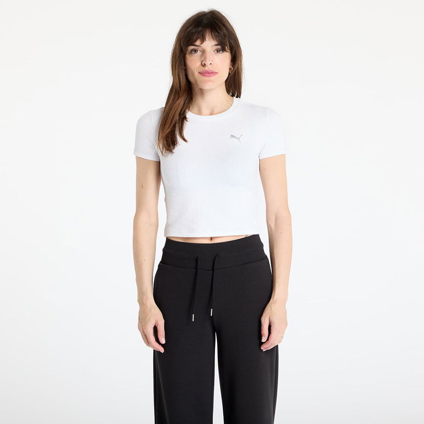 Съкратен топ Puma Dare to Textured Baby Tee Бяло | 62980602