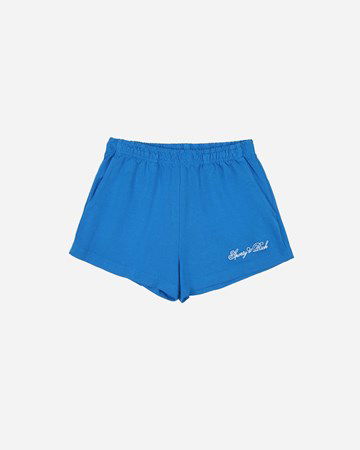 Къси панталони Sporty & Rich Cursive Logo Embroidered Disco Short Синьо | SH853RB, 0