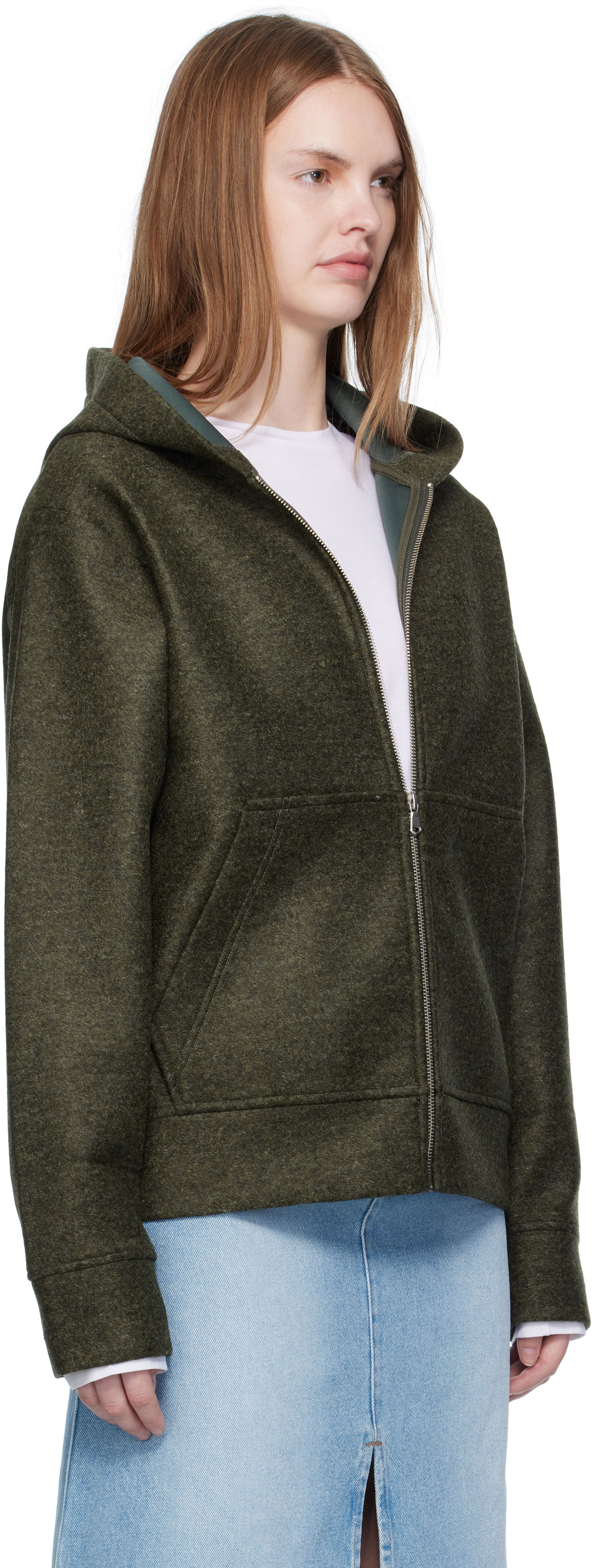 Суитчър A.P.C. A.P.C. Alvin Wool Zip-Up Hoodie Зелено | PSAFU-M27993, 1
