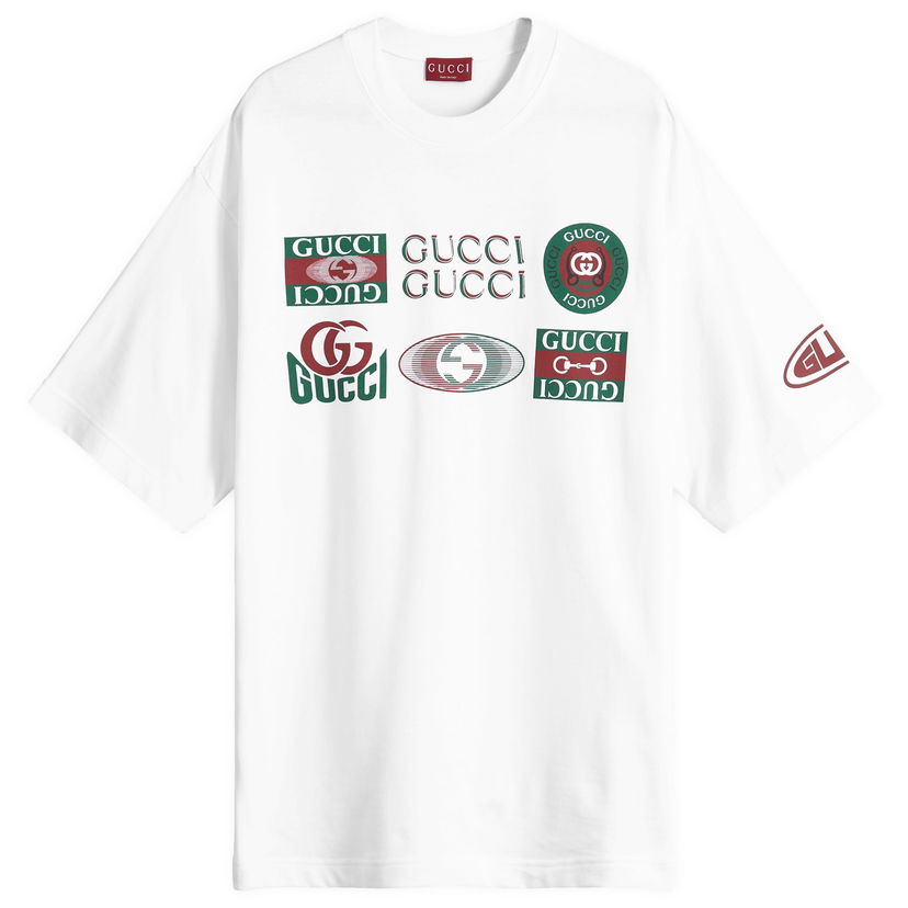 Тениска Gucci Men's Multi Logo T-Shirt in White, Size Small | END. Clothing Бяло | 784361-XJGQY-9074