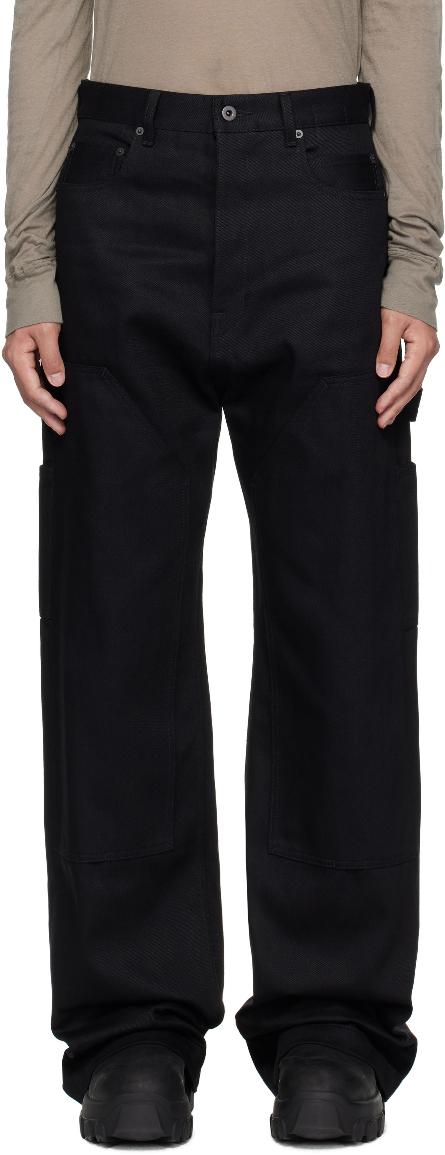 Дънки Rick Owens Rick Owens DRKSHDW Hollywood Double Knee Geth Cut Jeans Черно | DL01E6387 BLKJP, 0