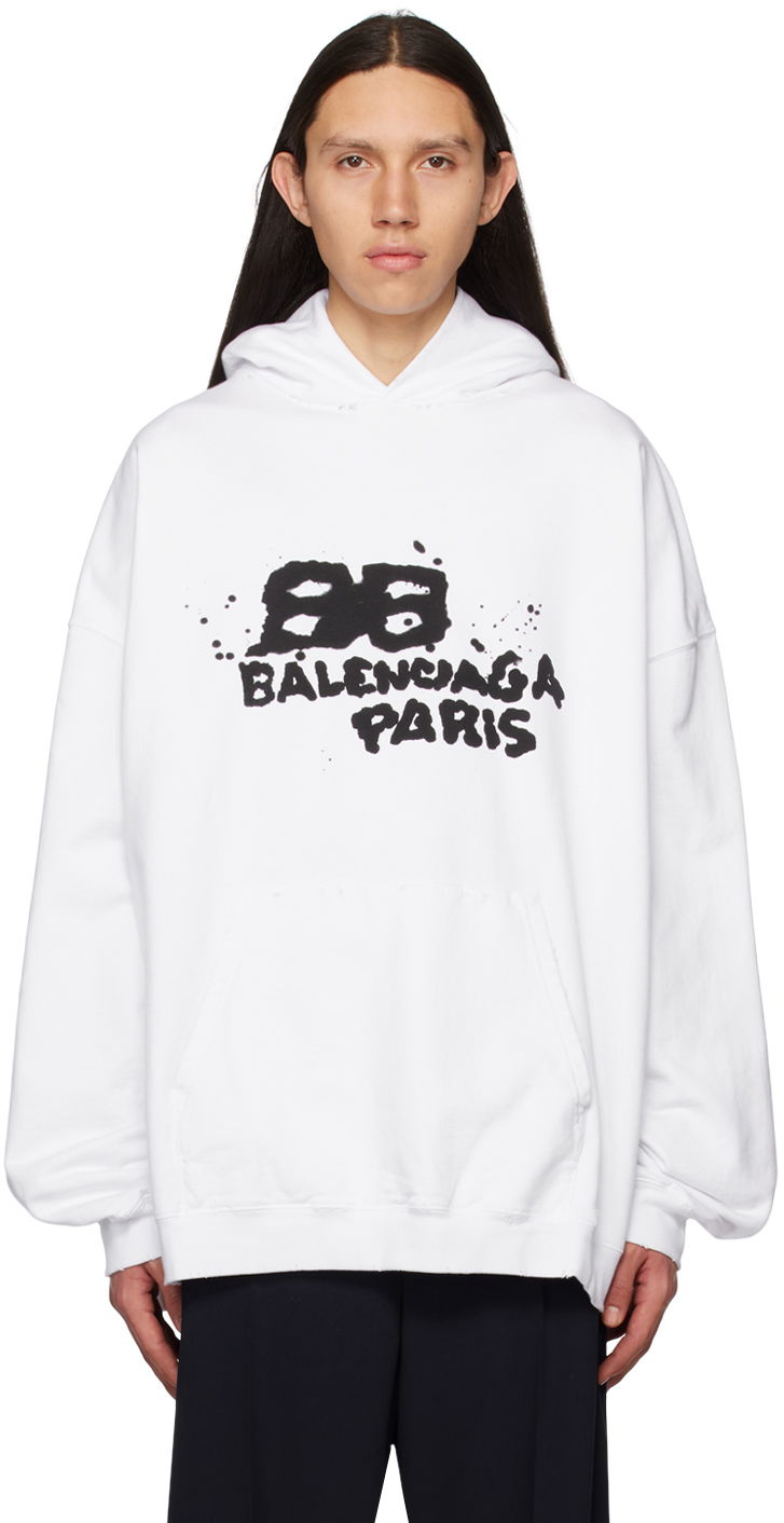Суитчър Balenciaga Hand Drawn BB Hoodie Бяло | 620973-TNVQ1-9040, 0