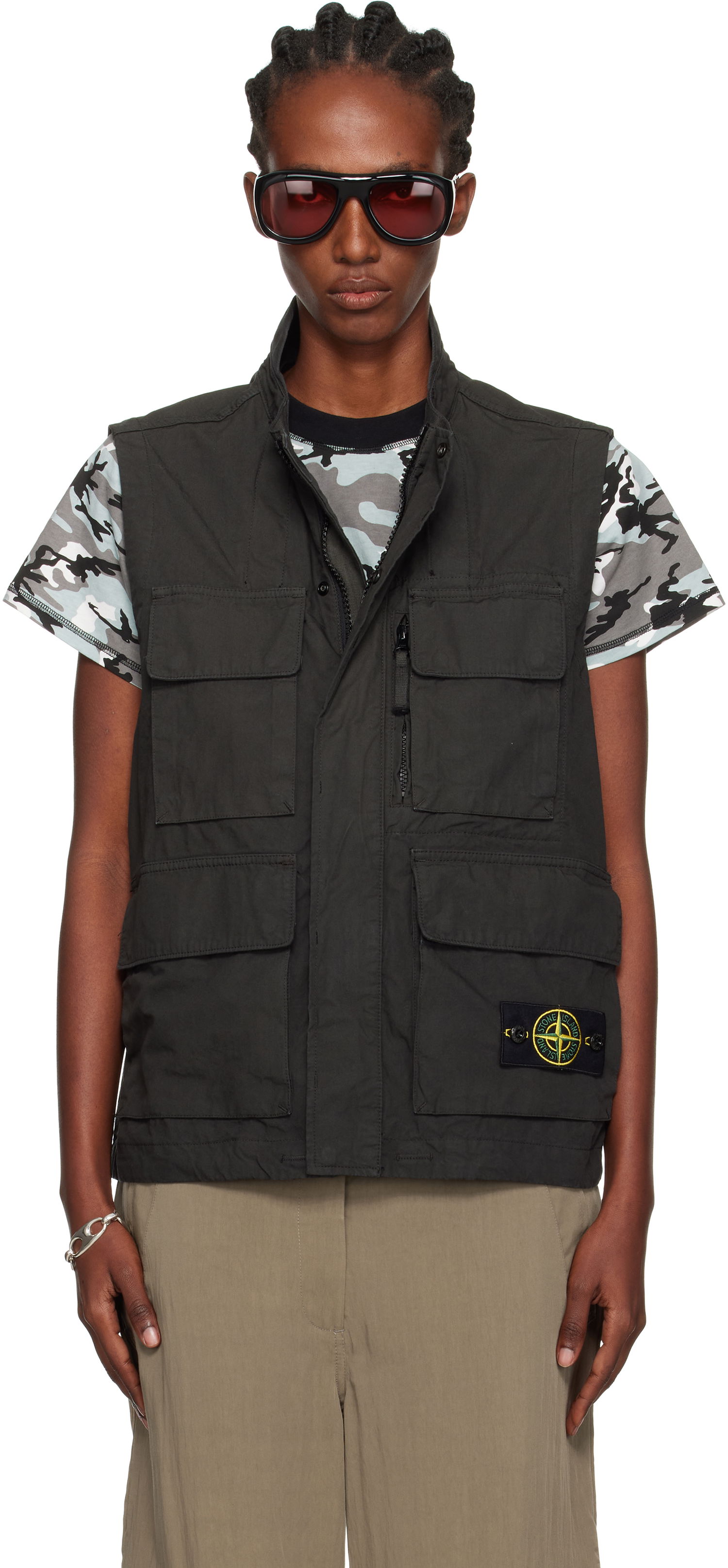Жилетка Stone Island Stone Island Canvas Weave Organic Cotton Vest Черно | K2S15 G100001 S0240, 0