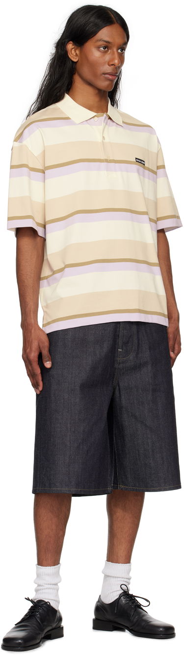 Поло тениска MAISON KITSUNÉ Maison Kitsuné Striped Oversize Polo Бежово | OM00206KJ7019, 3