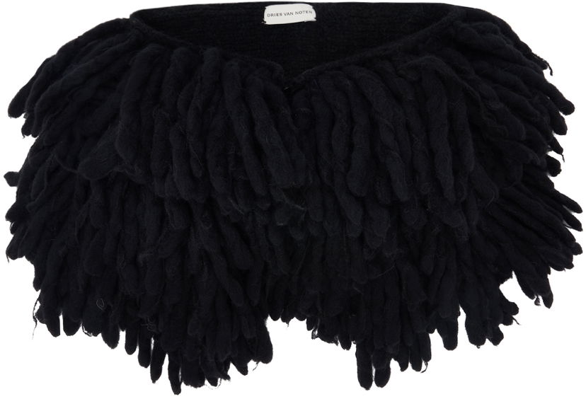 Шал Dries Van Noten Black Fringed Scarf Черно | 242-021260-9715