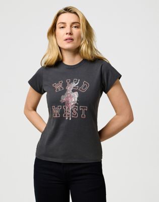 Тениска Wrangler Wild West Graphic Slim Shrunken T-Shirt XS Сиво | 112370767:XS, 0