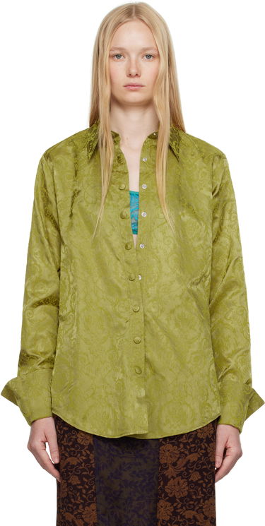 Риза Dries Van Noten Dries Van Noten Baroque Motif Button-Down Shirt Зелено | 251-010712-1529, 0