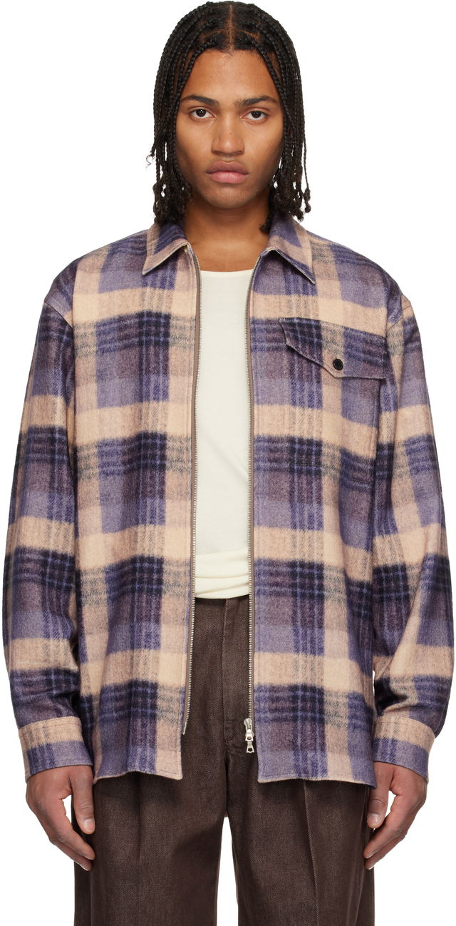 Dries Van Noten Wool Plaid Zip-Up Shirt