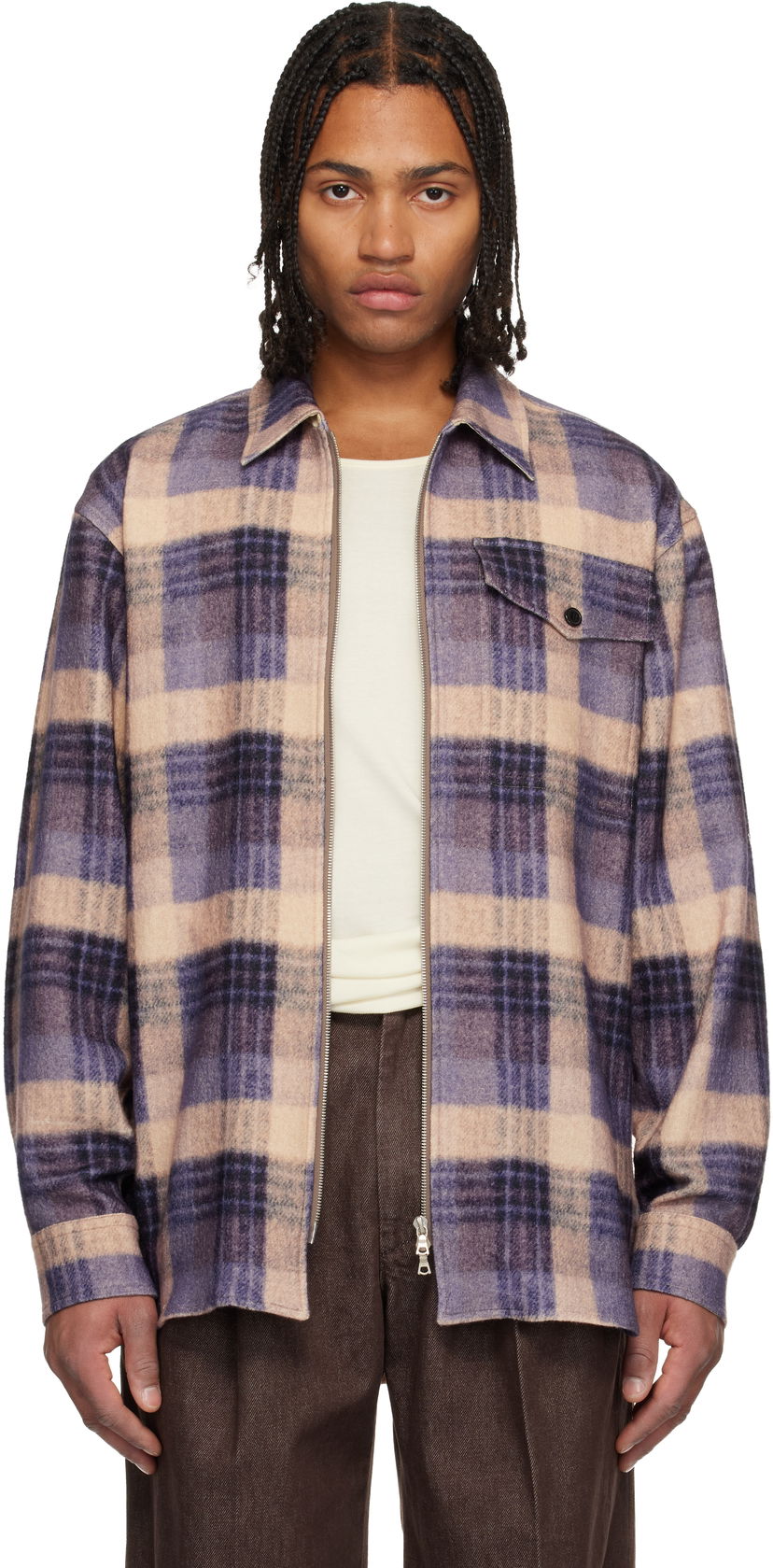 Риза Dries Van Noten Dries Van Noten Wool Plaid Zip-Up Shirt Многоцветен | 252-020786-2226