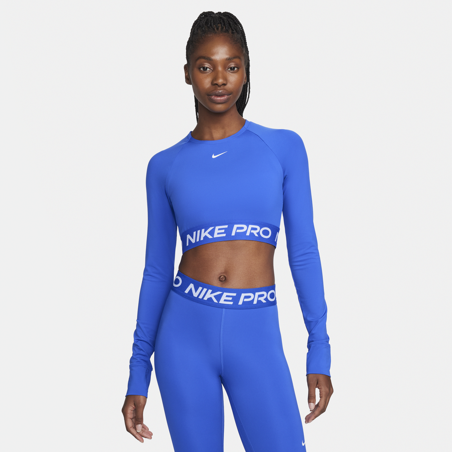 Съкратен топ Nike Pro 365 Dri-FIT Long Sleeve Cropped Top Синьо | FV5484-405, 0