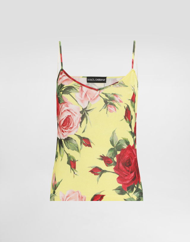 Dolce & Gabbana Silk Knit Tank Top With Bouquet Print
