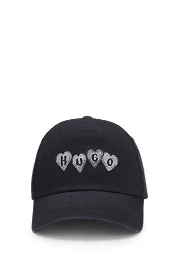 Шапка с козирка BOSS Cotton-twill cap with embroidered heart logo Черно | 50557038, 0