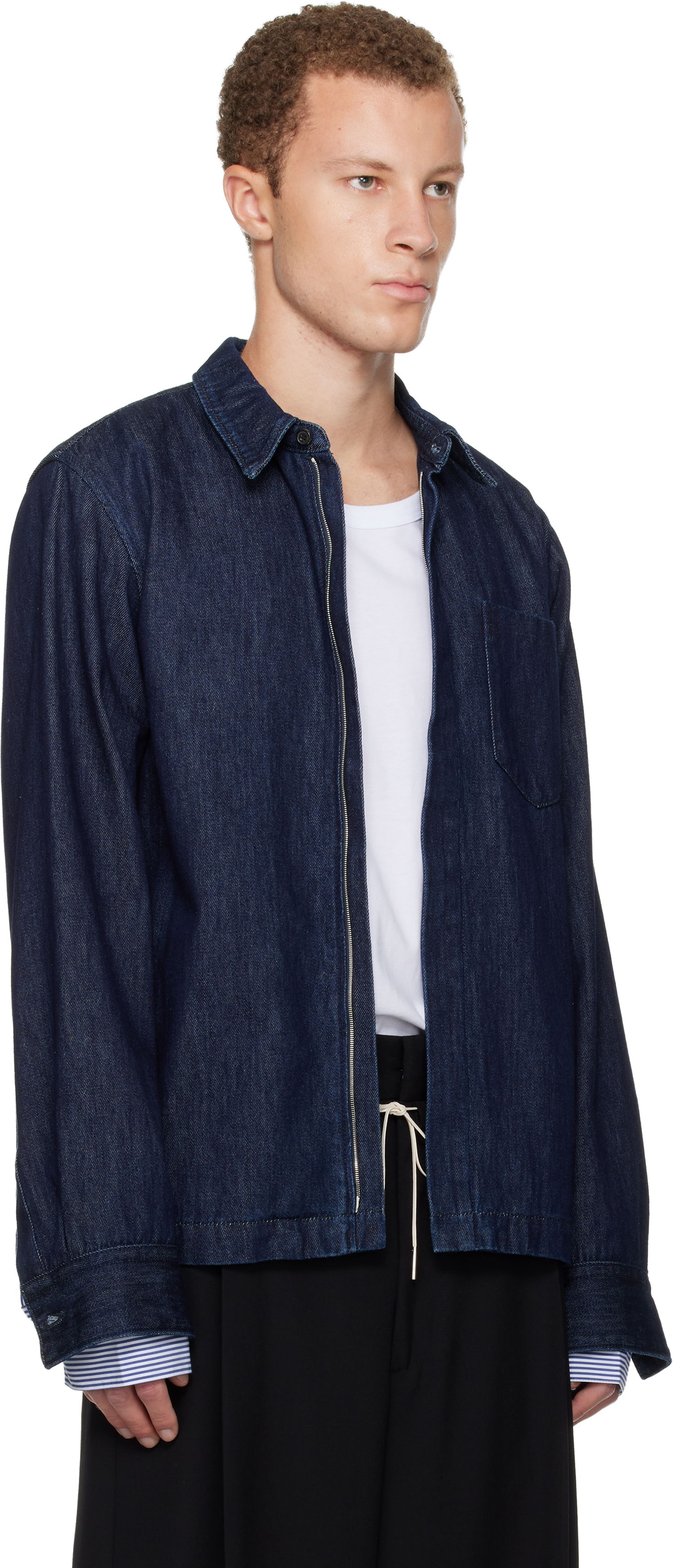 Риза Dries Van Noten Dries Van Noten Zip Denim Shirt Синьо | 252-020725-2381, 1
