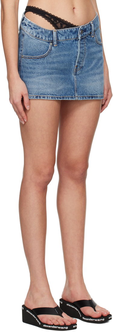Пола Alexander Wang Pre-Styled Denim Mini Skirt Синьо | 4DC1255614, 1