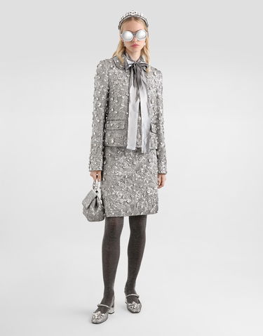 Яке Dolce & Gabbana Single-breasted Embroidered Jacket With Stones Металик | F29UEZGDDG9S8400, 1