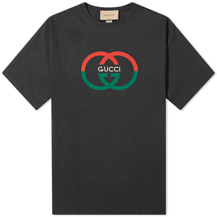 Тениска Gucci Interlocking Logo T-Shirt Черно | 771758-XJF68-1152