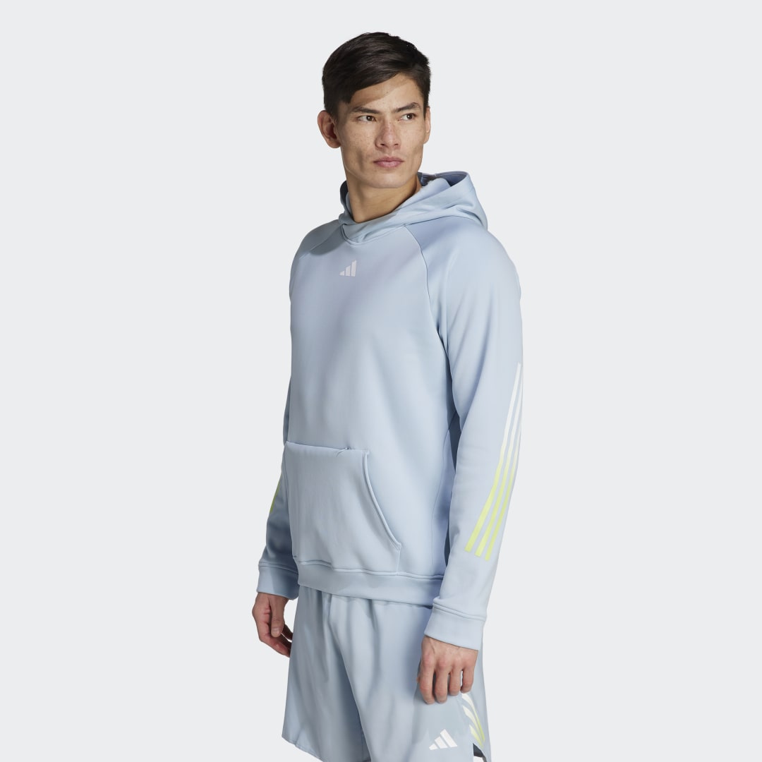 Суитчър adidas Originals Train Icons 3-Stripes Training Hoodie Синьо | IJ8117, 1