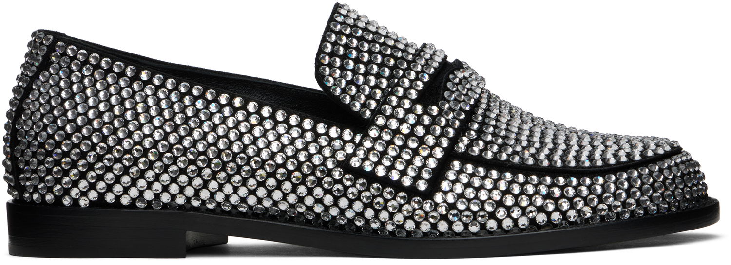 Аксесоари Amina Muaddi Amina Muaddi Tilda Crystal Loafers Черно | TILDA CRYSTAL LOAFER SUEDE, 0