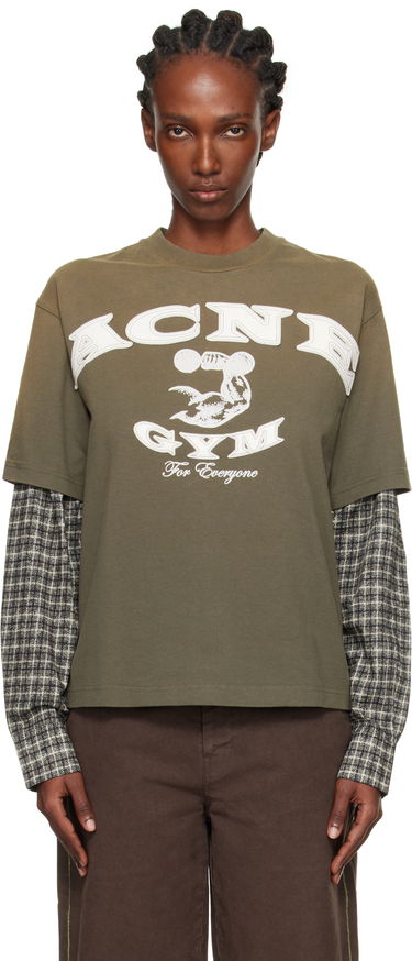 Тениска Acne Studios Acne Studios Layered Logo T-Shirt Зелено | CL0394-, 0