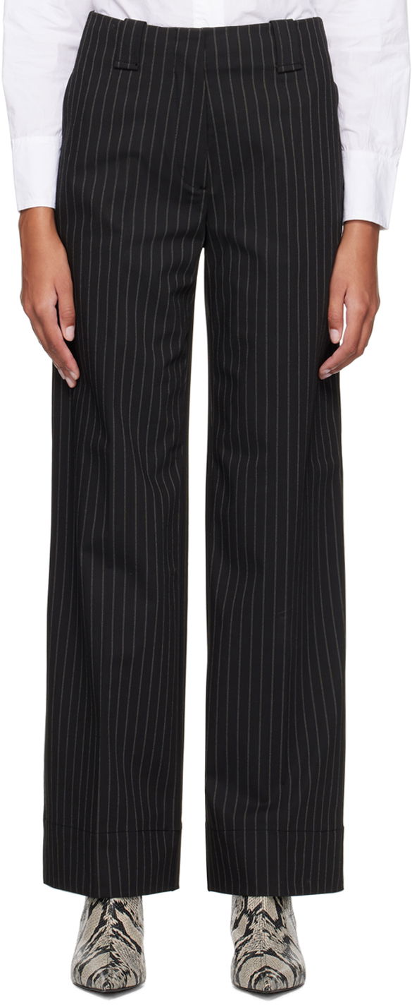 Панталони GANNI Striped Wide Leg Trousers Черно | F8232, 0