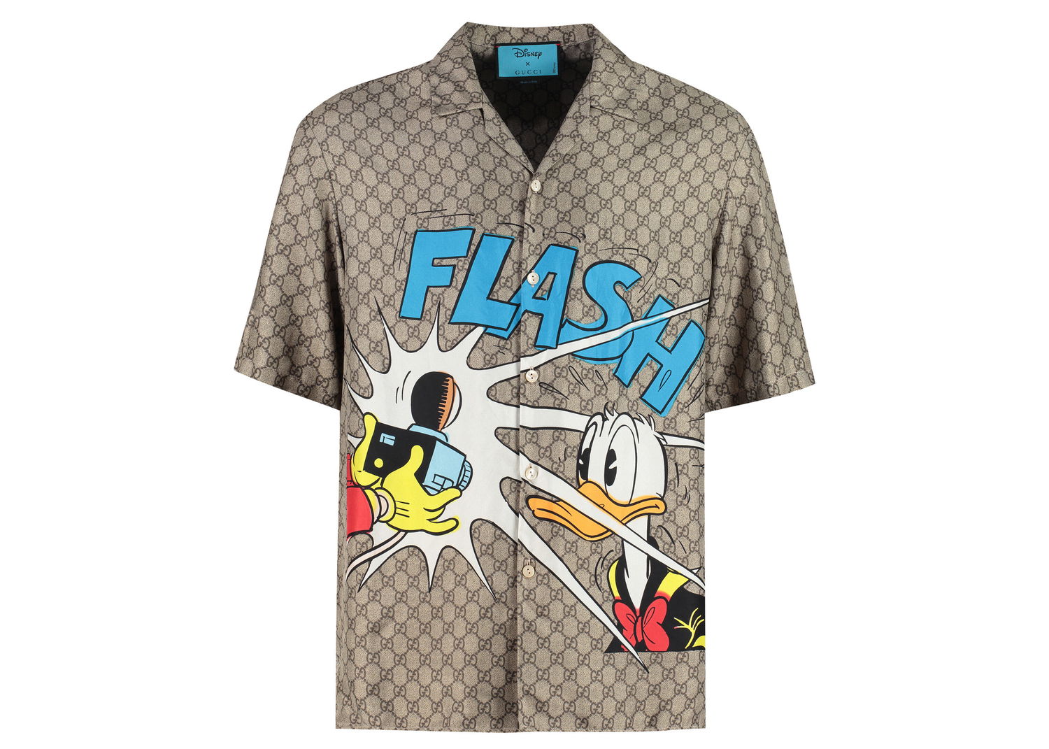 Риза Gucci Disney Donald Duck x Monogram Silk Shirt Бежово | 646446ZAGCN2165, 0
