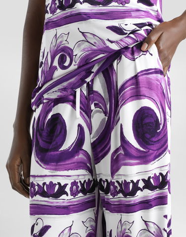 Панталони Dolce & Gabbana Dolce & Gabbana Majolica-Print Wide-Leg Trousers Лилаво | FTDBQTFS8C0IP3TN, 3