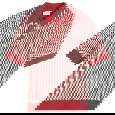 Поло тениска Drôle de Monsieur Striped Knit Polo Shirt Червено | G-PO167-CO208-BR, 0