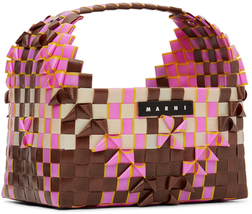 Голяма пазарска чанта Marni Marni Kids Woven Rainbow Tote Розово | M00815-M00IW, 1