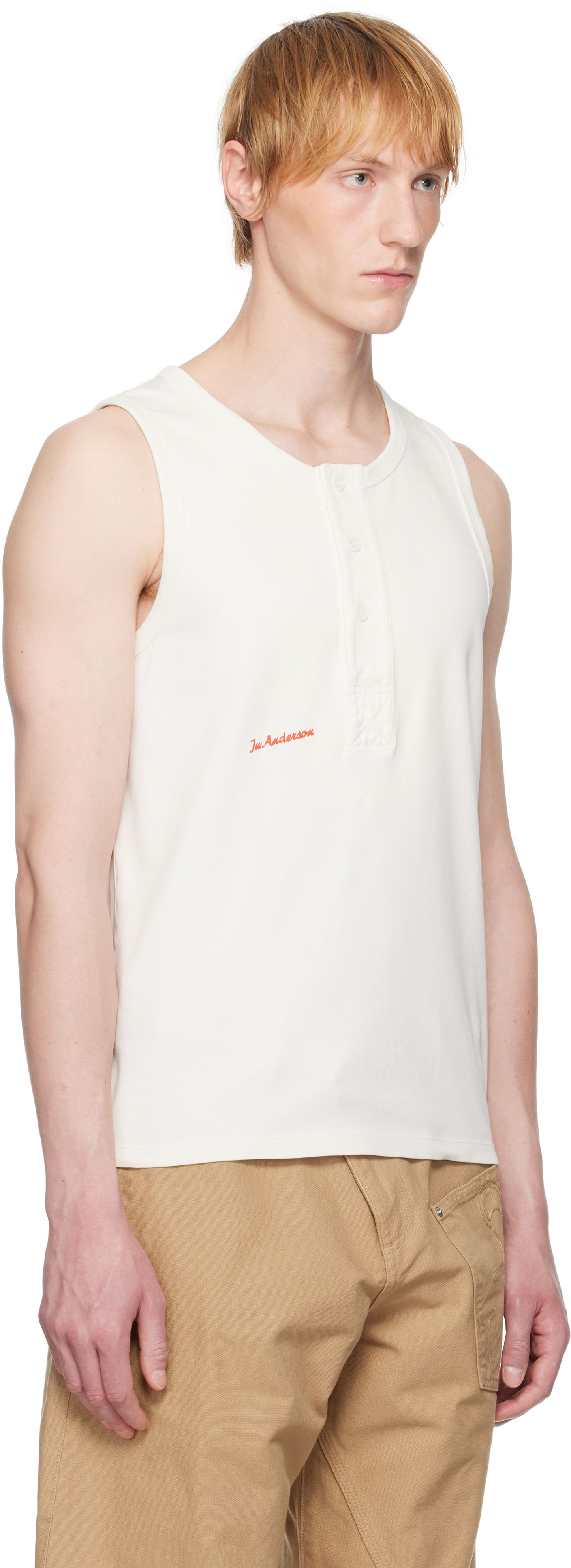 Потник JW Anderson JW Anderson Henley Woven Tank Top Бяло | JO0267-PG1810, 1
