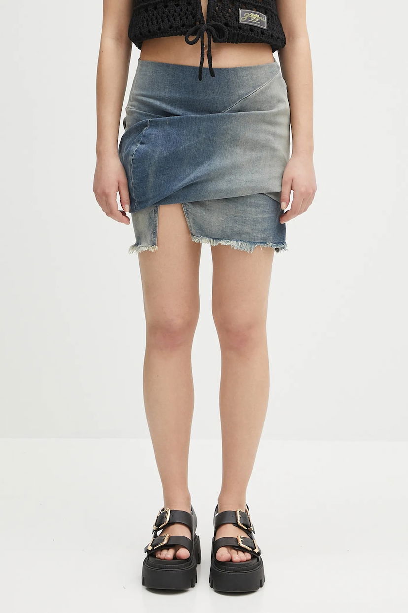 Пола Rick Owens Rick Owens DRKSHDW Draped Mini Denim Skirt Синьо | DS01E3343.SDWB