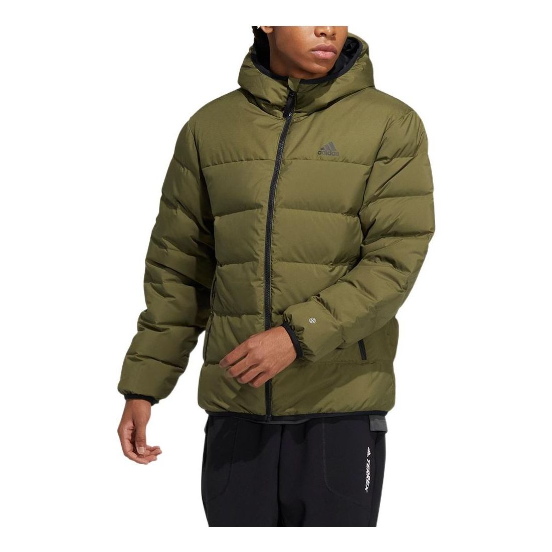 Пухо яке adidas Originals Hooded Puffer Jacket Зелено | HZ2593, 0