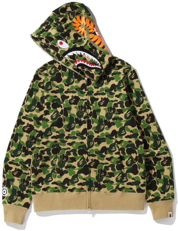 Суитчър BAPE Camo Shark Full Zip Hoodie Зелено | 001ZPI201002M-GRN, 1