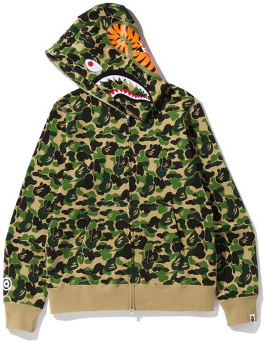 Суитчър BAPE Camo Shark Full Zip Hoodie Зелено | 001ZPI201002M-GRN, 1