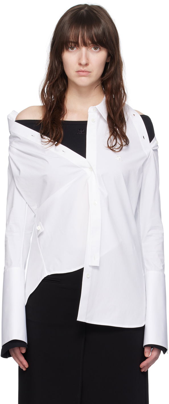 Риза Courrèges Modular Off Shoulder Shirt Бяло | 224CCH056CO0121, 0