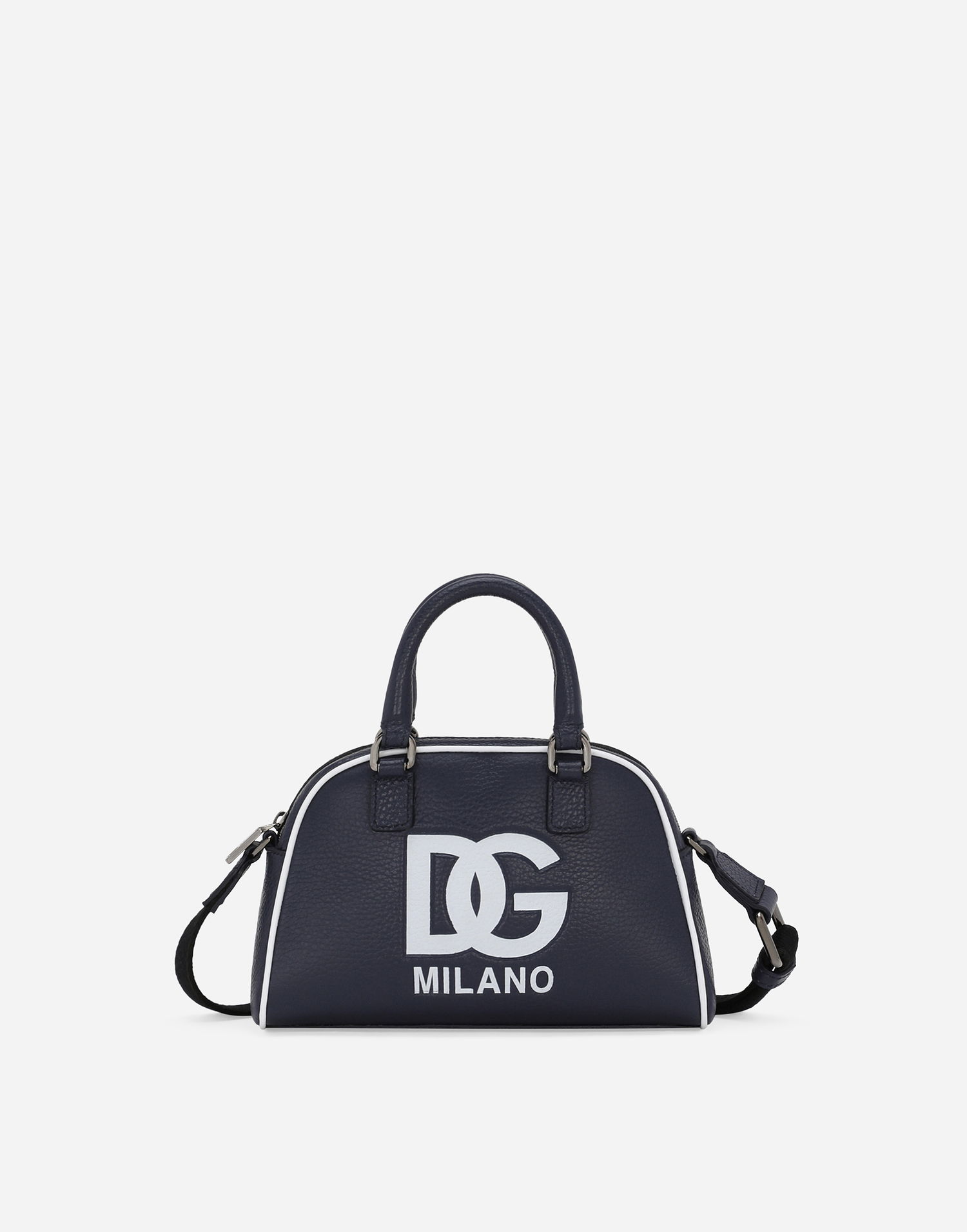 Дамска чанта Dolce & Gabbana Dolce & Gabbana Tumbled Calfskin Bowling Bag with DG Logo Тъмно синьо | EB0250AI21880650, 0