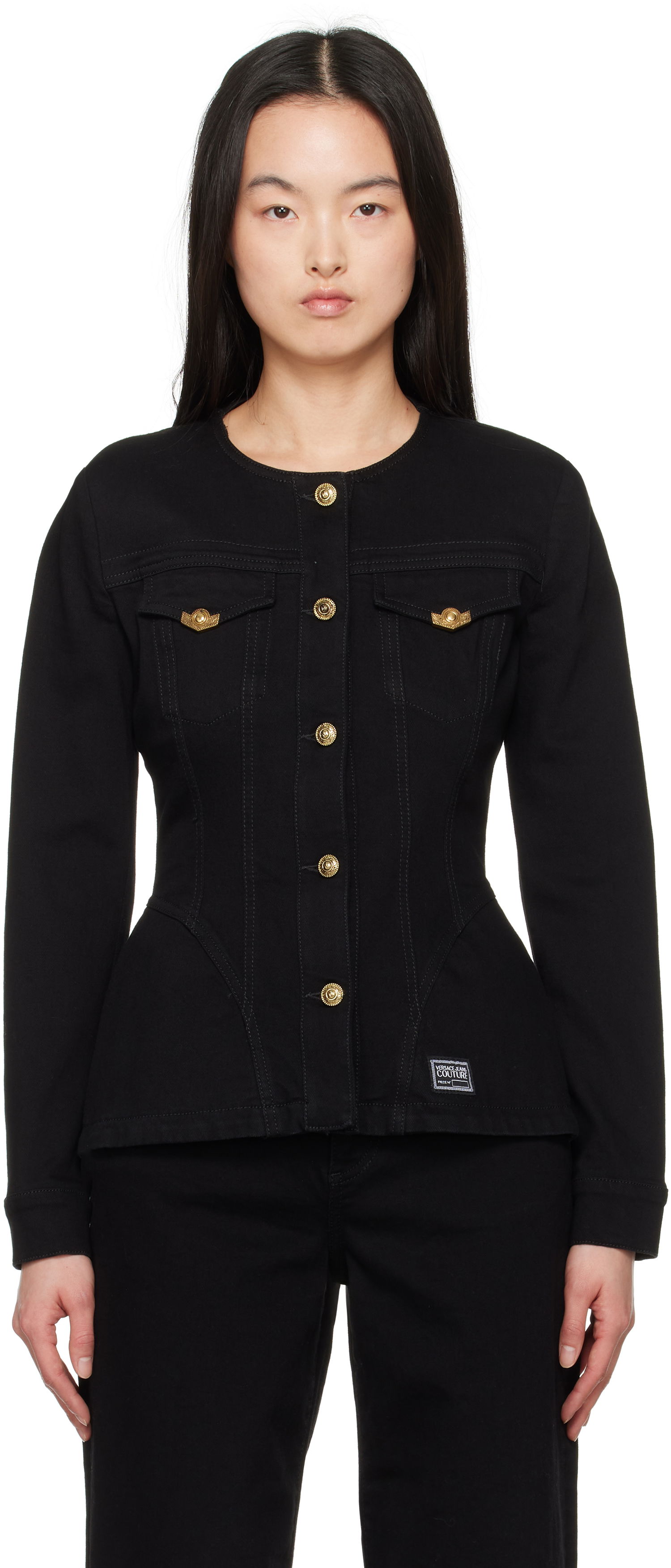 Яке Versace Versace Jeans Couture Fitted Denim Jacket Черно | E78HAS457_EDW040L54, 0