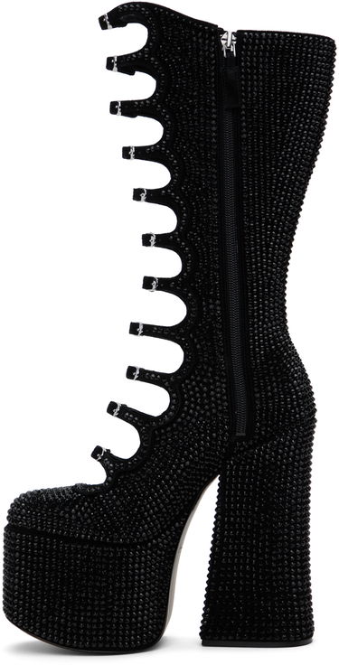Грижа за обувките Marc Jacobs Marc Jacobs 'The Rhinestone Kiki' Knee-High Platform Boots Черно | 2P4FBO001F19, 2