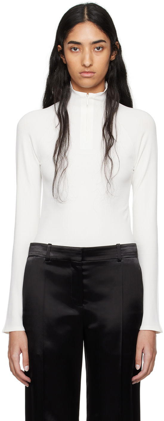 боди The Row Long Sleeve Fitted Turtleneck Top Бяло | 8137-Y674, 0